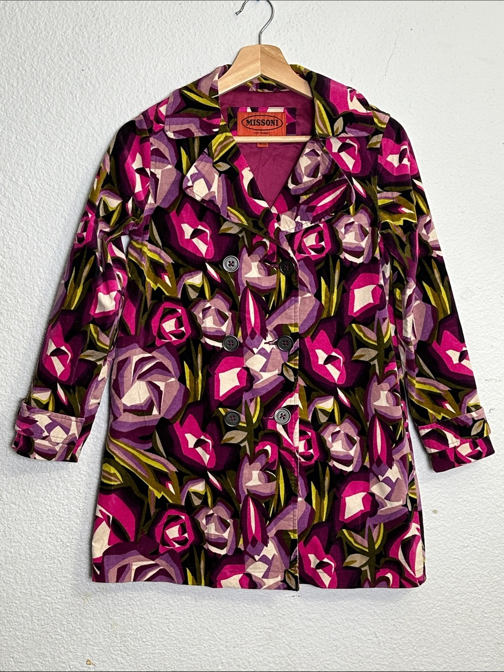 Missoni for Target Floral Trench Coat Jacket‎ Lined Button Youth Girls Large